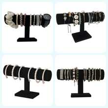 Luxuriöser Samtausstellungsständer für Armbänder und Halsketten, geeignet für Nachtmärkte und Stände, auch für die Präsentation von Uhren, Fußkettchen und anderen Schmuckstücken, Schmuckständer zur Präsentation von Halsketten, Armbändern, Uhren - stabiler Kunststoff-Ovalorganizer mit schwarzer samt-ähnlicher Oberfläche, vielseitige Aufbewahrung für den Schreibtisch für Frauen, Valentinstag, Geburtstag Geschenk, Halsketten Präsentationsständer, elegante Präsentation, stabile Baukonstruktion