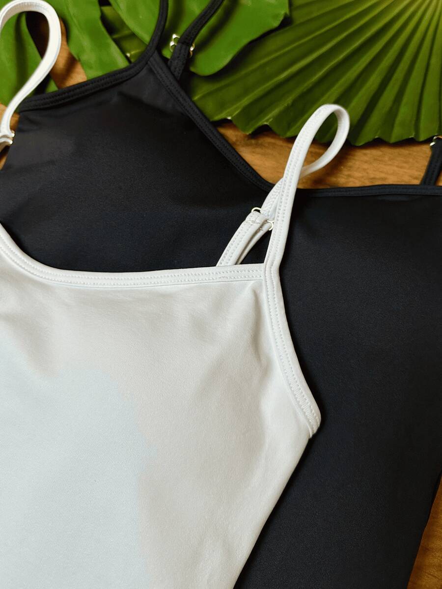 Kit 2 Basic Suplex Tank Top With Cup And Straps, Elegant Work, Summer - Black and White - View 1