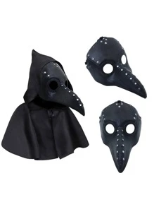 Máscara de Médico com Bico Longo de Praga, Fantasia de Halloween Festa Punk Plástico Adereços Cosplay Presente, Máscara Assustadora para Casa Mal-Assombrada e Sala de Fuga