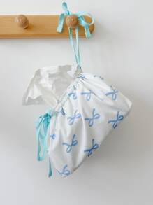 Borsa portafazzoletti in stile INS con fiocco e cordoncino, custodia per scatola di immagazzinaggio, organizer da tavolo antipolvere per la casa con decorazione a fiocco