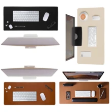 Desk Pad Office Leather And Suede Comfortable Non-Slip 80x40cm + Gift Leather Mouse Pad - Ivory - View 3