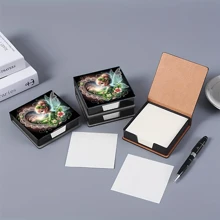 Non-Diamond Sticker With Artistic Patterns Memo Box, Suitable For Storing Notes And Desktop Decoration. The Self-Adhesive Memo Paper Includes 160 Signature Pages, A Versatile Stationery For Daily Note-Taking Of Ideas, Tasks, Etc.