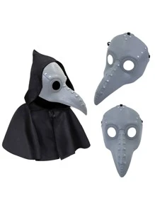 Máscara de Médico com Bico Longo de Praga, Fantasia de Halloween Festa Punk Plástico Adereços Cosplay Presente, Máscara Assustadora para Casa Mal-Assombrada e Sala de Fuga