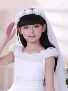 1 件女孩公主风格甜美白色花朵皇冠头饰，适合婚礼花童 - 白色 - 查看 4