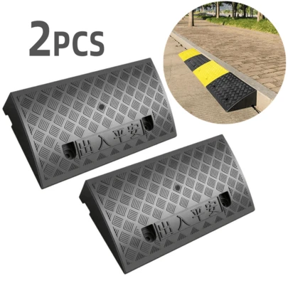 2 قطعة حاجز قابل للحمل من مواد بلاستيكية قوية، حاجز عتبة الباب مزود بسطح مضاد للانزلاق، لكراسي المعوقين والحيوانات الأليفة والدرجات الكهربائية والمشاه