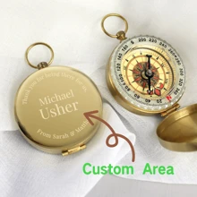 Customized Engraved Brass Compass, Personalized Work Compass, Suitable Gifts For Men, Husbands, Boyfriends - Unique Anniversary, Birthday, Wedding, Graduation Gift Ideas, Multifunctional, Durable, Golden, Fashionable, Colorful, Retro, Unisex, Minimalist, Casual, Customized
