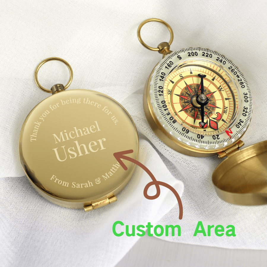 Customized Engraved Brass Compass, Personalized Work Compass, Suitable Gifts For Men, Husbands, Boyfriends - Unique Anniversary, Birthday, Wedding, Graduation Gift Ideas, Multifunctional, Durable, Golden, Fashionable, Colorful, Retro, Unisex, Minimalist, Casual, Customized
