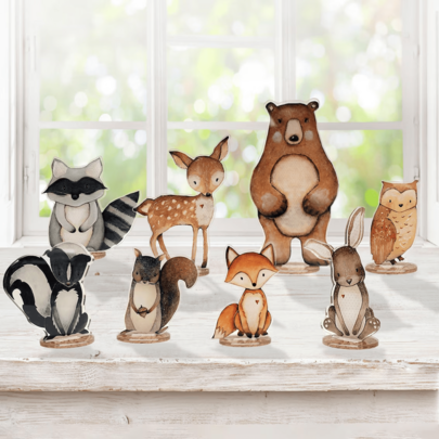 8pcs Forest Critters Painted Acrylic Animal Shapes Acrylic Desktop Decoration Gift For Girls Boys Keepsake Gift Table Decor