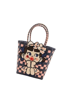 Sac à main tressé avec lèvres rouges mignonnes, sac de transport adorable, sac de rangement doux, sac d'été coloré, sac de fille à nœud, sac à main de style lolita, sac de déguisement, sac fourre-tout de style britannique, sac à main de fête sucré