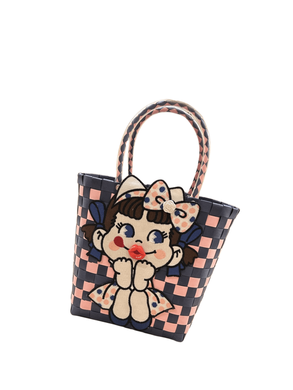 Cute Girl's Red Lip Woven Handbag, Lovely Commuter Bag, Sweet Storage Bag, Colorful Summer Bag, Bow Girl Bag, Lolita Style Handbag, Dress Up Bag, British Style Tote Bag, Sweet Party Purse