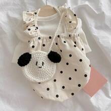 1pc Summer Polka Dot Ruffle Hem Pet Dog Dress, Lightweight Sun Protection Puppy/Kitten Summer Clothes
