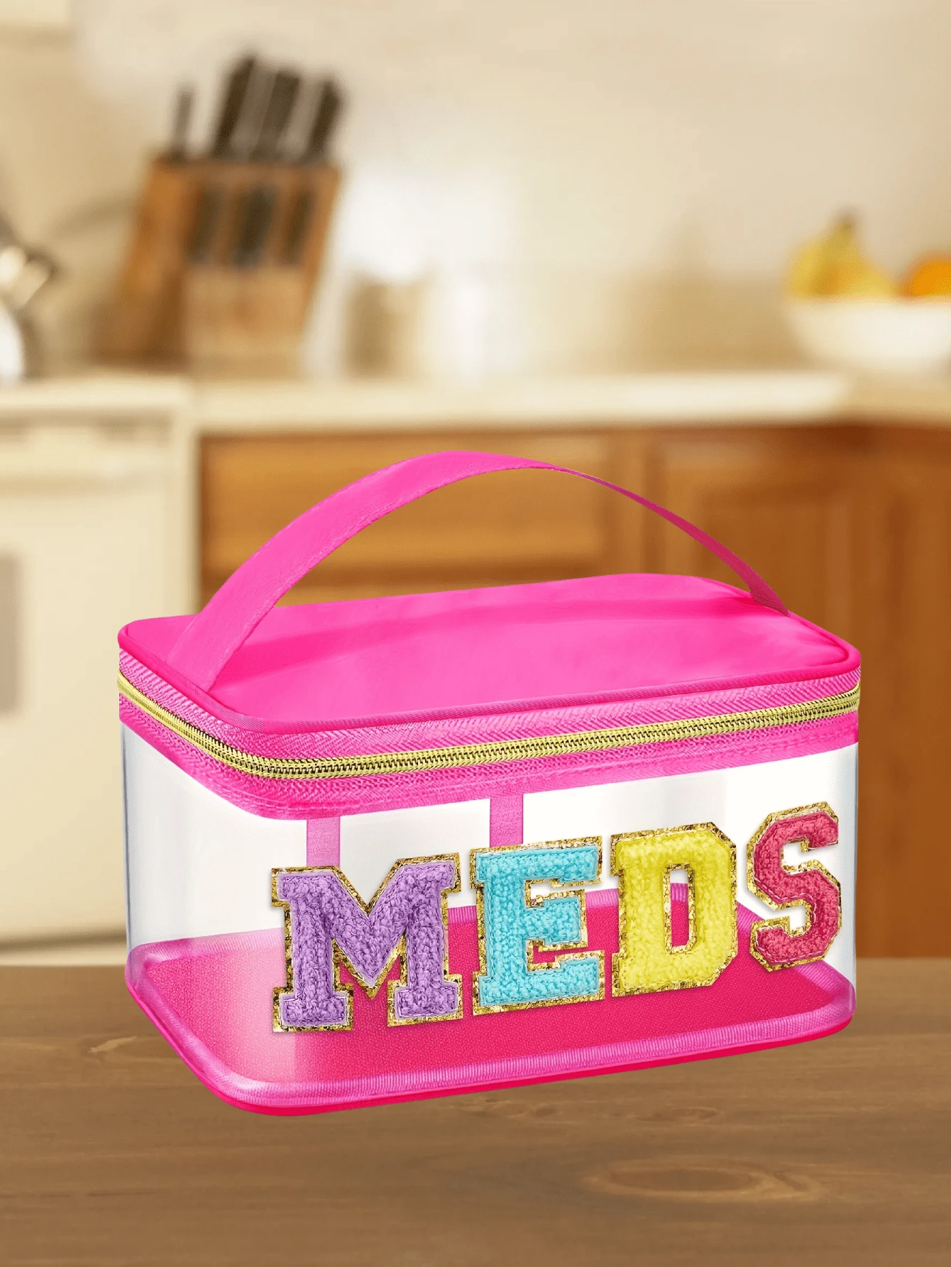 Przezroczysta torba podróżna z organizerem, wykonana z syntetycznej skóry PVC w stylu lat 2000.