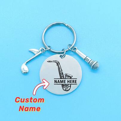 Móc khóa Micro ghi chú âm nhạc tùy chỉnh, Móc khóa nhạc cụ khắc laser, Móc khóa hình kèn trombone, sáo saxophone cá nhân hóa, Phụ kiện tiệc tốt nghiệp, Quà tặng Giáng sinh cho người yêu âm nhạc