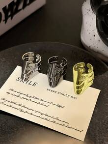 1 件可调节金属盔甲式戒指 - 彩色 - 查看 4