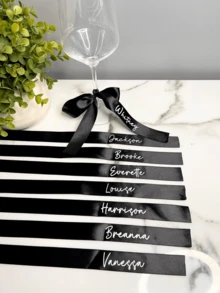 Custom Satin Ribbon,Wedding & Party Decor,Printed Favor Ribbons- Custom Print Ribbons- Personalized Ribbons For Favors- Imprinted Ribbon- Party Favor Ribbons- Name,Custom Wedding Champagne Glass Bow Personalized Satin Ribbon Name Tags Drink Name Tags Name Place Cards - Multicolor - View 6