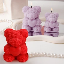 1pc Rose Bear Aromatherapy Candle, Lovely Decoration Wedding Partner Hand Gift Home Decoration,Valentine's Day Gift,Birthday Present,Christmas Decorations,Christmas Decor,Christmas Gifts,Room Decor