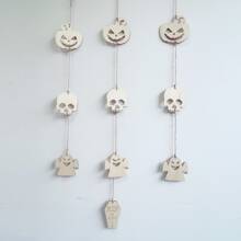 Halloween Hanging String, Birthday Decor, Handmade Faux Wood Material, Door Frame Decor, Suitable For Garden Party Decor, Perfect Holiday Decor Listing, Suitable For Porch And Living Room, Ghost Theme Door Decor, Teacher Gifts, Gifts For Friends, Party Decor, Holiday Delivery, Wedding Accessories
