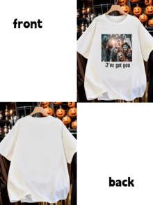 Customizable Personalized Photo/Text Plus Size Women's T-Shirt, Loose Fit Plus Size T-Shirt For Spring/Summer, Holiday Gifts White - White - View 3