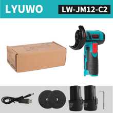 LYUWO Micro Angle Grinder, 12V Low-Noise Rechargeable Lithium Battery Angle Grinder, Micro Polishing Machine, Electric Cutting Machine, One Handed Operation, High Power, Can Cut Metal Steel, Polish Rust Removal, And Polish Wood. 2.0Ah Large Capacity Lithium Battery, Efficient Operation, Equipped With Free Parts
