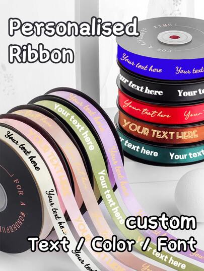 2/5/10/20Meter Custom Text Ribbon,Personalised 2cm Wide Satin Ribbon,Golden Text,Colored Silk Ribbon For DIY Crafts, Bow Making, Wedding Decoration, Gift Wrapping And Party Decor,Gift Wrapping, Birthdays Gift Wrapping, Weddings Gift Wrapping, Anniversary Gift Wrapping, Cake Wrapping,Customised Ribbon,Corporate Branding Ribbon