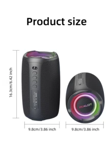 ZEALOT S61 20W Wireless Speaker, Outdoor Portable, Bluetooth Speaker, 3600mAh Long Battery, With RGB Color Lights, Up To 8 Hours Of Playback Time, Supports Mobile Phones/Tablets/TVs. Compatible With SD Card/USB/AUX, Serial Pairing Function, Suitable For/Car/Outdoor/Camping/Beach/Party - 黑色 - 查看 3