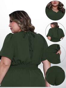 Plus Size Jumpsuits - Army Green - View 4