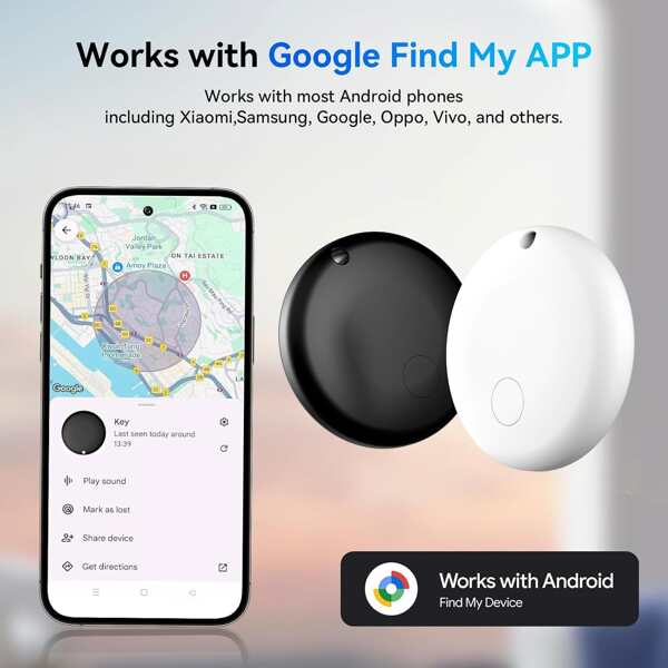 Android 智能蓝牙追踪器，经认证的物品查找器、行李追踪器、物品定位器，智能追踪器与“查找我的设备”应用程序配合使用（与 IOS 和不兼容），适用于钱包、行李、宠物、汽车和贵重物品追踪