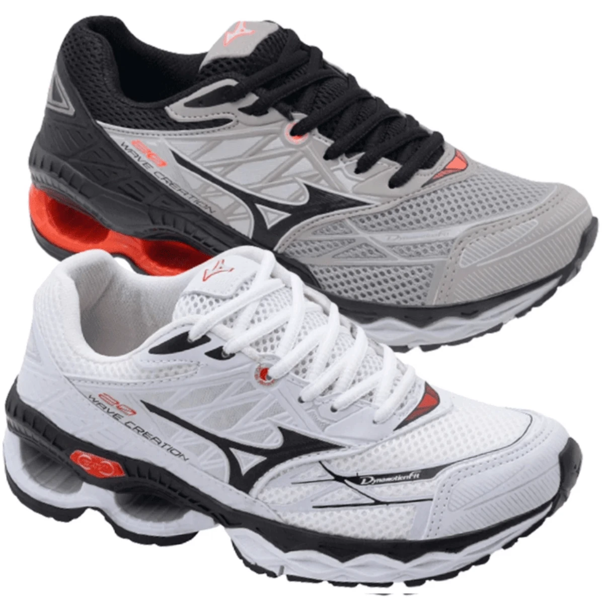 Kit 2 Pairs Of Men's Sports Shoes For The Gym Wave Creation 20 Lightweight And Comfortable Walking - 白色+灰色/橙色 - 查看 1