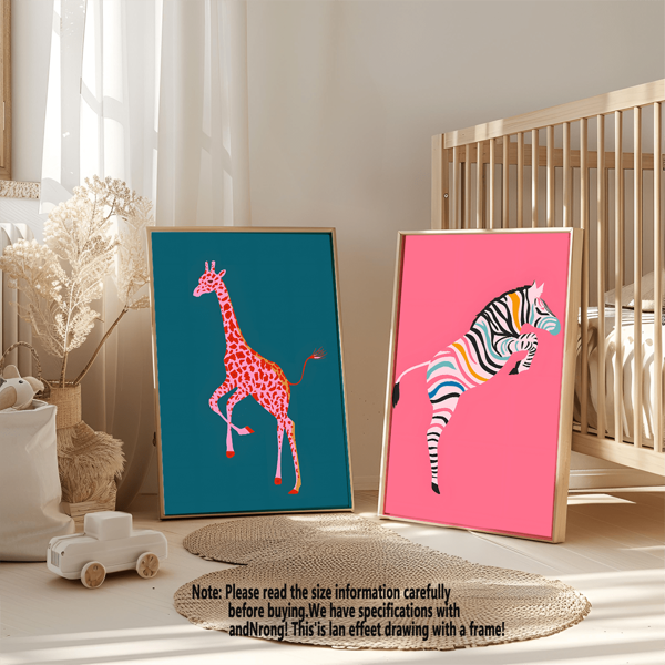 2 Stücke, moderne afrikanische Tiere boho Kunst Preppy Raumdekoration, Giraffe, Wandkunst mit Rahmen, Wandkunst, Poster, Leinwand Material (optionaler Rahmen), Raumdekoration, Schlafzimmerdekoration, Wanddekoration, Badezimmerdekoration, Wohnzimmerdekoration, Bürodekoration
