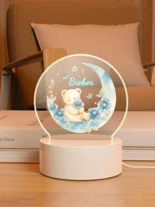 1pc Customized Bear Night Light With Name, Personalized Birthday Gift, Friend Gift, Bedroom Decor, Party Decor, Rabbit Night Light, Halloween Gift, Baby Shower Party Home Decor, Winter Night Gift, Cute Customized, Unique Treasure, Baby Gift, Adorable Baby, Fashionable Ideal Gift, Suitable For Kids, Family, Friends, Daughter, Son, Children's Day Gift - 5 3mm Round-bear - View 17