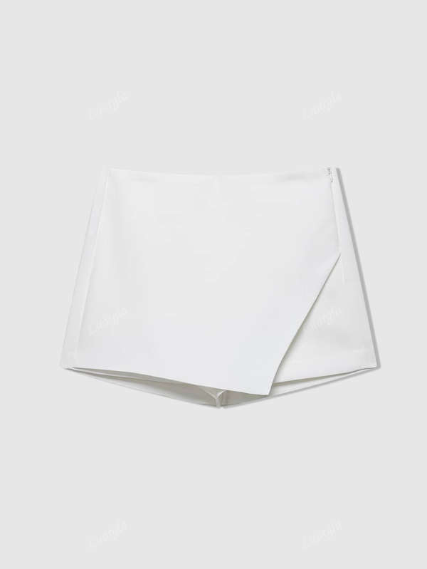 Saia-calça feminina assimétrica de cor sólida, estilo minimalista, adequada para o verão