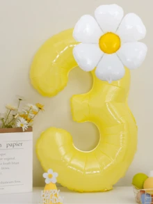 2 件白色雏菊气球套装马卡龙黄色 40 英寸数字气球 0-9 生日派对装饰气球 - 黃色 - 查看 10