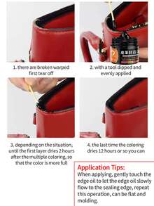 1片黑色边缘修复漆（黑色） - 颜色修复贴片，颜色修复剂，破损和撕裂修复剂。皮革边缘密封油修复皮革肩带，配有棉签工具，适用于破损和沾油的皮革包袋。 - 彩色 - 查看 5