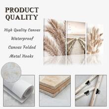 Set de 3 pósteres de lienzo con marco opcional que presentan un diseño boho con diente de león, paisaje y plantas. Arte de pared impermeable, cuadros de pared ideales como regalo, para dormitorio, sala de estar, oficina, baño, comedor, cafetería, bar y decoración del hogar y la residencia