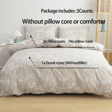 3 pièces Ensemble de literie imprimé doux et respirant - Housse de couette + Taie d'oreiller, convient pour la chambre à coucher et la chambre d'amis (Housse de couette + Taie d'oreiller seulement, sans couette et insert de coussin), Toutes saisons