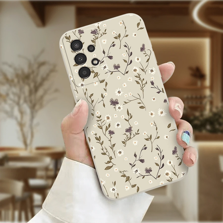 Funda de teléfono con patrón floral fresco y floral compatible con Samsung Galaxy A14 A24 4G A04 A04S A05 A05S A06 A13 A15 A16 A22 A23 A24 A25 A32 A33 A34 A35 A52 A52S A53 A54 A55 A56 5G Galaxy S21 S23 S24 25 FE S22 Plus Ultra. Funda suave, de moda, hermosa, única, hace un gran regalo para fiestas. Resistente al agua, a los golpes, a las caídas y a los arañazos