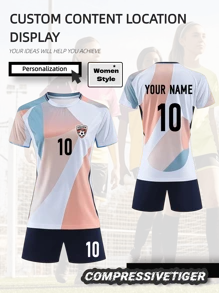 2pcs Pro Style Women's Customizable White Football Jersey & Shorts Set | Add Your Name & Number | Quick-Drying, Sweat Control | Club Player Gift For Her. Halloween, Thanksgiving, Christmas And New Year Gifts