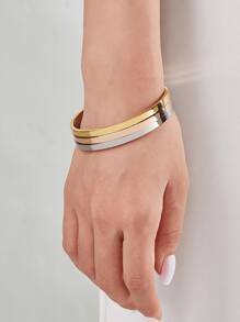 3pcs Stainless Steel Minimalist Solid Color Bracelet Set