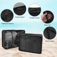 8pcs Travel Packing Cubes, Luggage Organizer Bags With Shoe Bag, Travel Essentials, Travel Accessories, Suitable For Vacation, Holiday, Back To School, Dorm, College Essential - Black - View 5