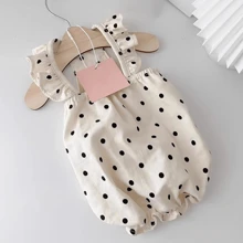 1pc Summer Polka Dot Ruffle Hem Pet Dog Dress, Lightweight Sun Protection Puppy/Kitten Summer Clothes