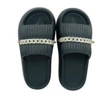 Sandalia Casual  Mujer Cadena y moda - Negro - Ver 4