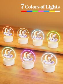 1pc Customized Bear Night Light With Name, Personalized Birthday Gift, Friend Gift, Bedroom Decor, Party Decor, Rabbit Night Light, Halloween Gift, Baby Shower Party Home Decor, Winter Night Gift, Cute Customized, Unique Treasure, Baby Gift, Adorable Baby, Fashionable Ideal Gift, Suitable For Kids, Family, Friends, Daughter, Son, Children's Day Gift - 5 3mm Round-bear - View 11