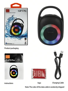 Mini Bluetooth Speaker CLIP 5 Pro, Wireless Bluetooth Speaker, Outdoor, Clip Design, Support SD Card, RGB Colorful Lights