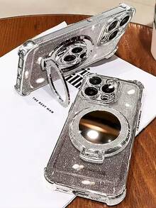 Étui de téléphone électrolysé de luxe avec support anneau, miroir de maquillage intégré, style strass Y2K, antichoc et anti-chute, coque souple en silicone compatible avec iPhone 16/16E/15/14/13/12/11/X/XS/XR/8/7 Plus/Pro/Max/Mini, Galaxy S24/S25 Ultra, compatible avec Xiaomi, compatible avec Honor, compatible avec Reno, MOTO Femme 2025 - Argent - Voir 6