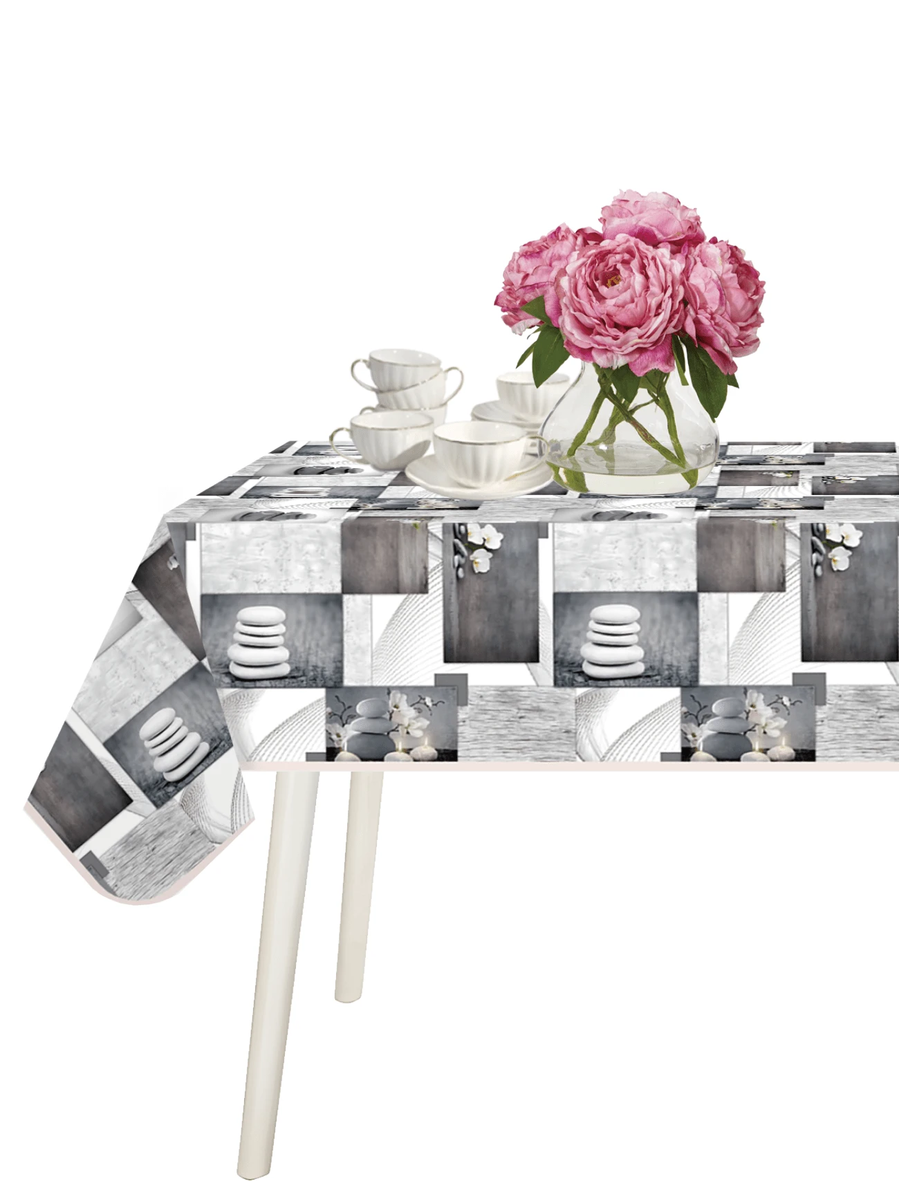STARLEY - Mantel antimanchas de tela con diseño decorativo – disponible en 6 estilos modernos y 3 tamaños – ideal para comedor, cocina, terraza o celebraciones – fácil de limpiar y reutilizable - PIEDRA - Ver 1