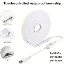 1M/2M/3M/4M/5M Luz de Tira de Néon USB 5V, Luz Flexível de Tira de LED de Néon À Prova d''Água para Decoração Doméstica, Iluminação de Canto, Iluminação de Gabinete, Lâmpada de Leitura, Luz de Toucador, Iluminação Traseira de TV do Quarto