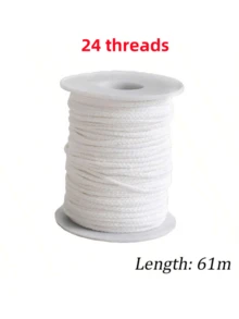 61 米卷棉质编织灯芯线轴蜡烛灯芯带 100 个油灯支架 DIY 手工蜡烛制作用品 - 白色 - 查看 14