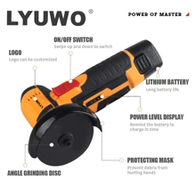 LYUWO Micro Angle Grinder, 12V Low-Noise Rechargeable Lithium Battery Angle Grinder, Micro Polishing Machine, Electric Cutting Machine, One Handed Operation, High Power, Can Cut Metal Steel, Polish Rust Removal, And Polish Wood. 2.0Ah Large Capacity Lithium Battery, Efficient Operation, Equipped With Free Parts