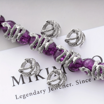 1/5/10/15 st unika designade distanspärlor i zinklegering med ormberlocker, stora hål handgjorda pärlor, unik design, lämpliga för gör-det-själv-smyckestillverkning, armband, halsband