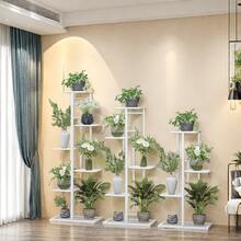 Estantería metálica para plantas de 3/4/5/6/7/8 niveles, soporte multifuncional para macetas de interior/exterior, estantería de piso de una sola capa para patio, jardín, rincón, balcón, sala de estar, color negro